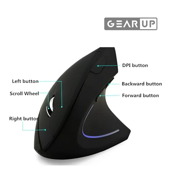 GearUP WM50 Ergonomic Bluetooth Wireless Vertical Mouse - Image 3