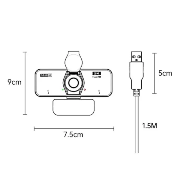 GearUP K450 Webcam- 2K 4.0MP HD USB Webcam with Privacy Cover Plug & Play USB Webcam with Built-in Mic - Image 4
